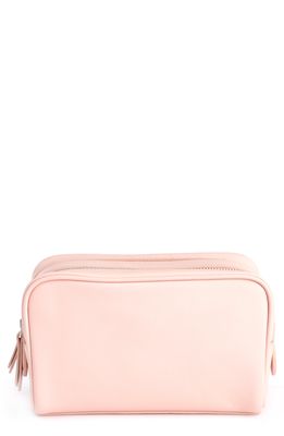 ROYCE New York Double Zip Leather Toiletry Bag in Light Pink