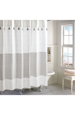 Peri Home Panama Stripe Shower Curtain in Grey