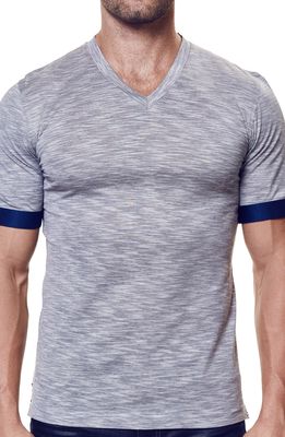 Maceoo V-Neck Cotton T-Shirt in Grey