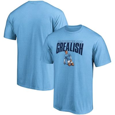 BREAKINGT Men's Jack Grealish Sky Blue Manchester City Player Graphic T-Shirt in Powder Blue