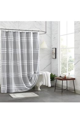 DKNY Chenille Stripe Shower Curtain in Grey