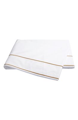 Matouk Ansonia 500 Thread Count Flat Sheet in White/Bronze