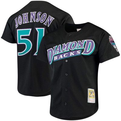 Men's Mitchell & Ness Randy Johnson Black Arizona Diamondbacks Big & Tall Cooperstown Collection Mesh Button-Up Jersey