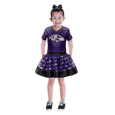 JERRY LEIGH Girls Youth Purple Baltimore Ravens Tutu Tailgate Game Day V-Neck Costume