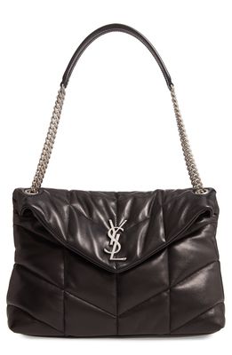 Saint Laurent Medium Lou Leather Puffer Bag in Noir