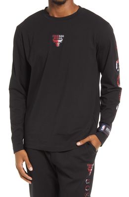 HUGO BOSS x NBA Threesixty Chicago Bulls Long Sleeve Logo Graphic Tee in Black