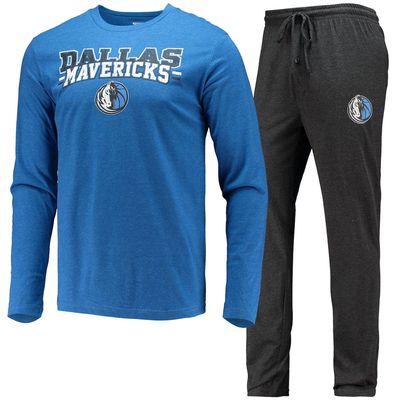 Men's Concepts Sport Black/Blue Dallas Mavericks Long Sleeve T-Shirt & Pants Sleep Set