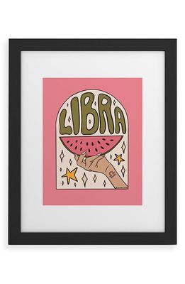 Deny Designs Libra Watermelon Framed Wall Art in Black Frame 24X36