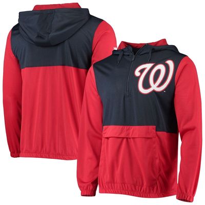 Men's Stitches Red/Navy Washington Nationals Anorak Hoodie Half-Zip Jacket