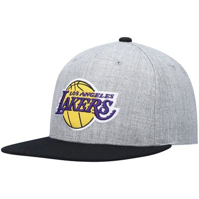 Men's Mitchell & Ness Heathered Gray/Black Los Angeles Lakers Heathered Underpop Snapback Hat in Heather Gray