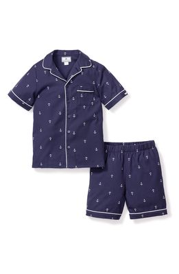 Petite Plume Portsmouth Anchors Short Sleeve Two-Piece Pajamas in Navy