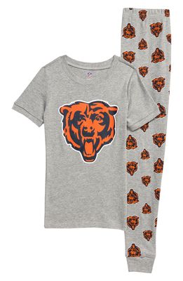 NFL Chicago Bears Logo Fitted Two-Piece Pajamas in Heather Grey
