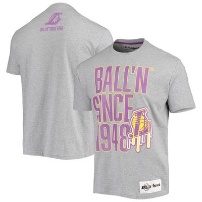 BALL-N Men's BALL'N Heathered Gray Los Angeles Lakers Since 1948 T-Shirt in Heather Gray