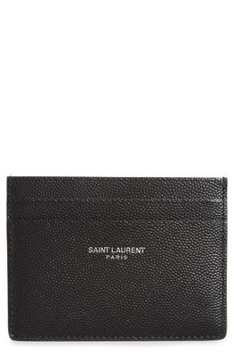 Saint Laurent Pebble Grain Leather Card Case in Nero