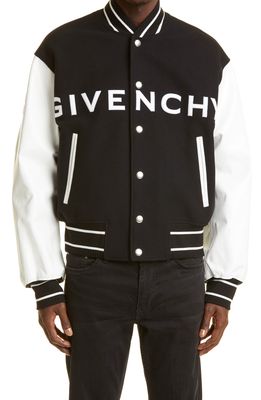 Givenchy Wool Blend Varsity Jacket in Black/White