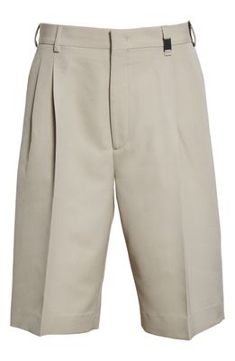Fendi Pleated Wool Bermuda Shorts in Light Grey