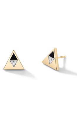 Harwell Godfrey Articulated Stud Earrings in Yellow Gold/Black/White