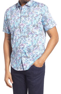 Robert Graham Racing Check Short Sleeve Button-Up Shirt in Multi