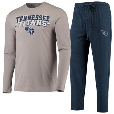 Men's Concepts Sport Navy/Gray Tennessee Titans Meter Long Sleeve T-Shirt & Pants Sleep Set