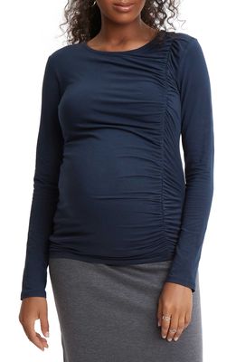 Stowaway Collection Long Sleeve Maternity Tee in Navy