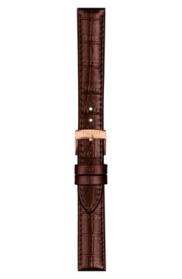 Tissot 15mm Croc Embossed Leather Watch Strap in Brown