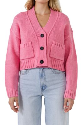 English Factory V-Neck Cardigan Sweater in Pink