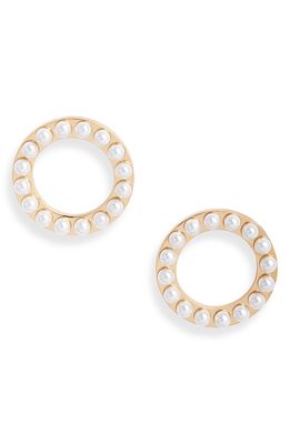 Knotty Imitation Pearl Structured Circle Earrings