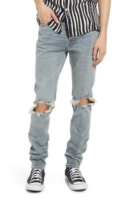 Topman Polly Blowout Ripped Skinny Fit Jeans in Light Blue