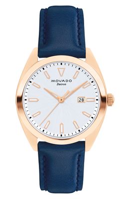 Movado Heritage Datron Leather Strap Watch