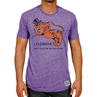Men's Original Retro Brand Heathered Purple Clemson Tigers Vintage Top Hat Tri-Blend T-Shirt in Heather Purple