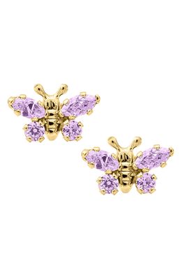 Mignonette Butterfly Birthstone Gold Earrings in June
