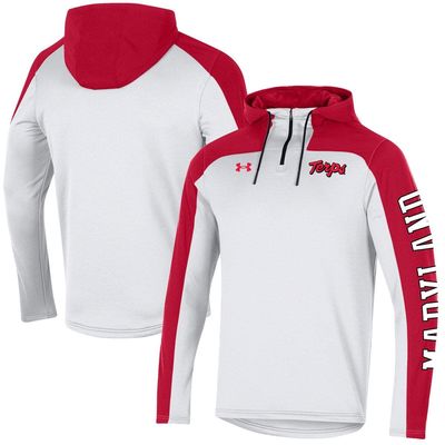 Men's Under Armour White Maryland Terrapins Throwback Special Game Quarter-Zip Pullover Hoodie