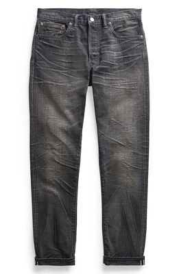 Double RL RRL Slim Fit Selvedge Jeans in Iron Ore Wash