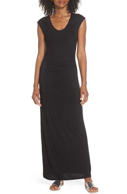 Fraiche by J Ruched Jersey Maxi Dress in Black