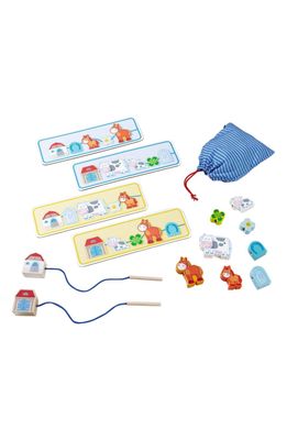 HABA On the Farm Threading Game in Blue And Yellow