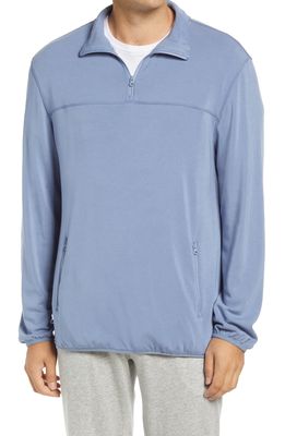 Daniel Buchler Fleece Quarter Zip Pullover in Blue
