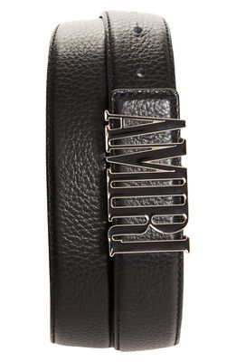 AMIRI Logo Buckle Leather Belt in Black