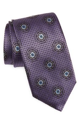 Canali Medallion Silk Tie in Purple