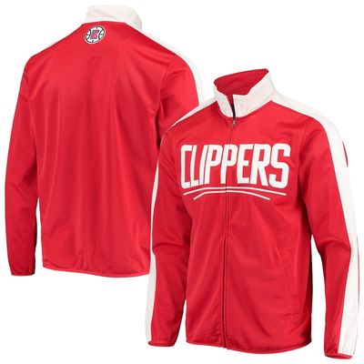 Men's G-III Sports by Carl Banks Red/White LA Clippers Zone Blitz Tricot Full-Zip Track Jacket
