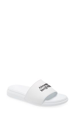 Alexander McQueen Hybrid Logo Slide Sandal in White