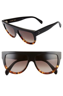 CELINE 58mm Universal Fit Flat Top Sunglasses in Black/Gradient Brown
