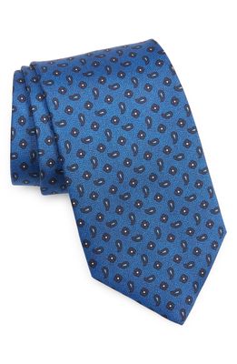 David Donahue Paisley Silk Tie in Blue