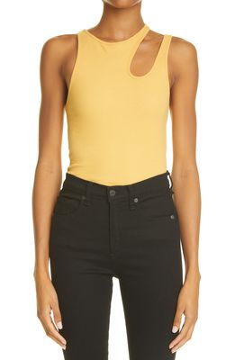 K.NGSLEY Unisex Romain Cutout Ribbed Tank in Ocre