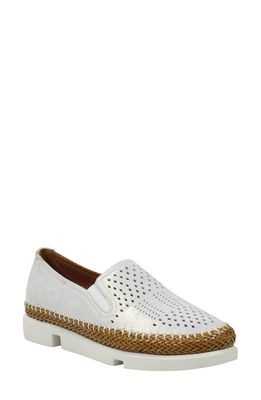 L'Amour des Pieds Stazzema Platform Slip-On in White/Gold Shimmer