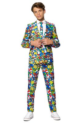 OppoSuits Super Mario Two-Piece Suit with Tie in Blue