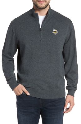Cutter & Buck Minnesota Vikings - Lakemont Regular Fit Quarter Zip Sweater in Charcoal Heather