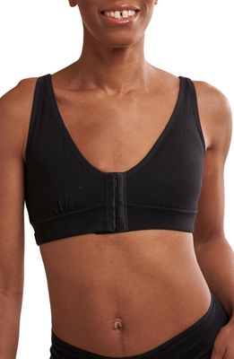 AnaOno Rora Post-Surgery Front Close Pocketed Bralette in Black