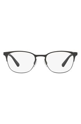 Emporio Armani 53mm Round Optical Glasses in Matte Black