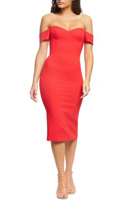 Dress the Population Bailey Off the Shoulder Body-Con Dress in Rouge