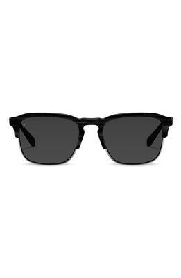 Vincero Villa 53mm Polarized Browline Sunglasses in Black/Black